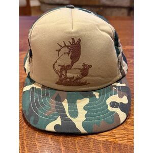 Vintage Funny Joke Trucker Hat 80's Snap Back Cap Puffy‎ Comedy Mesh Camoflage